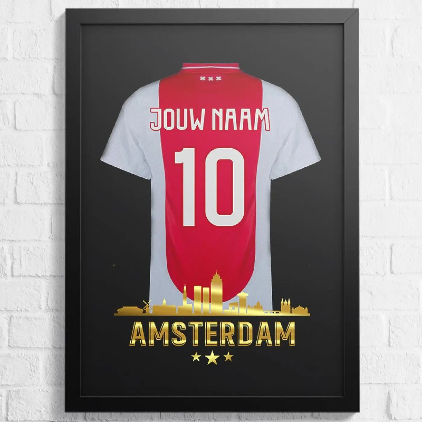Amsterdam Shirt Skyline - Voetbal Poster - Wanddecoratie - Poster A2 (43x61cm) - Voetbalposters