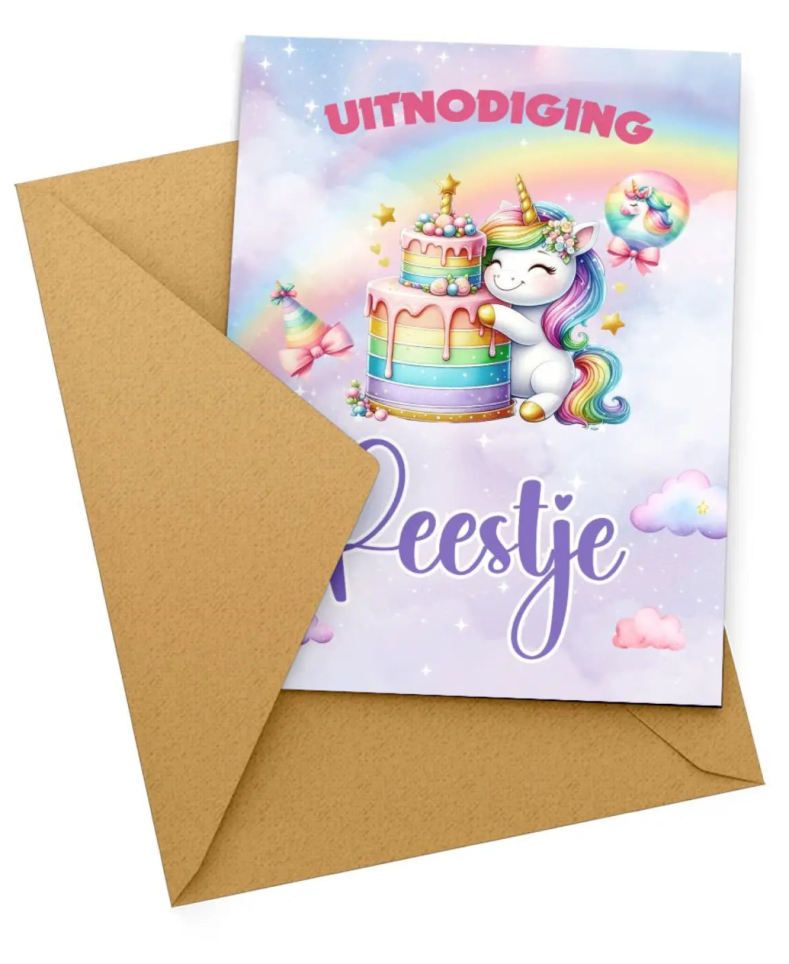 Uitnodiging kinderfeestje Unicorn - 10 stuks - kaartjes + enveloppen - kinderfeestjes