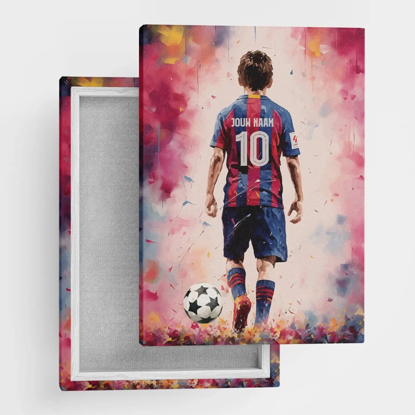 Barcelona Shirt Aquarel - Voetbal Poster - Wanddecoratie - Canvas (50x70cm) - Voetbalposters