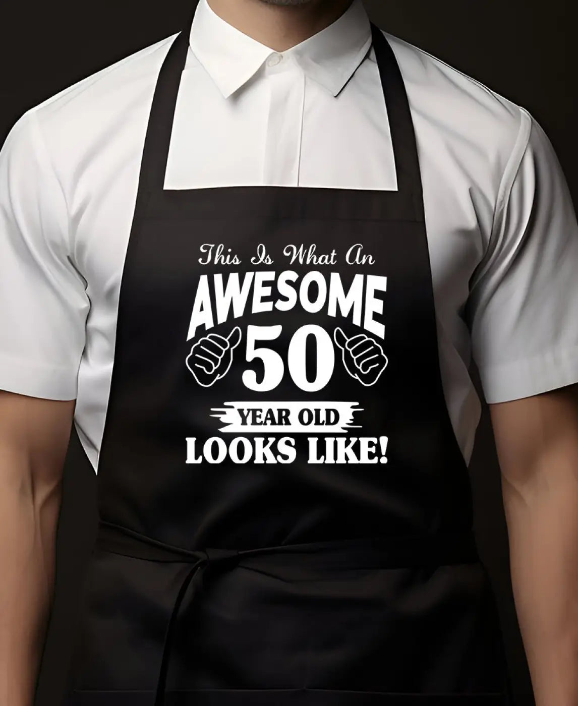 BBQ Schort met naam - Awesome 50 - Geschenkenset