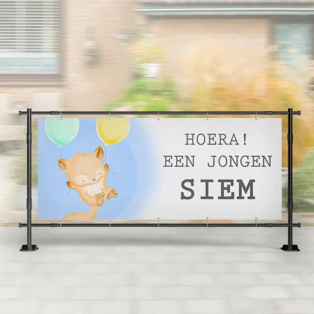 Geboorte spandoek | Vos met Ballon Een Jongen - spandoeken