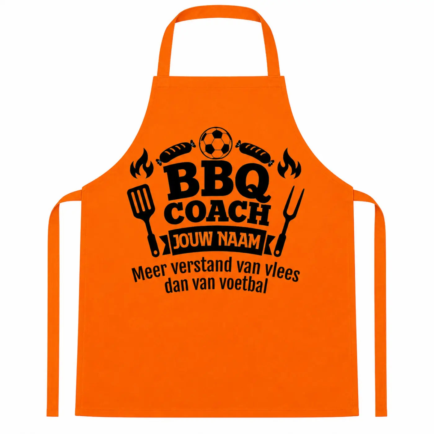 Keukenschort BBQ Coach - Oranje WK Voetbal - Schort met naam