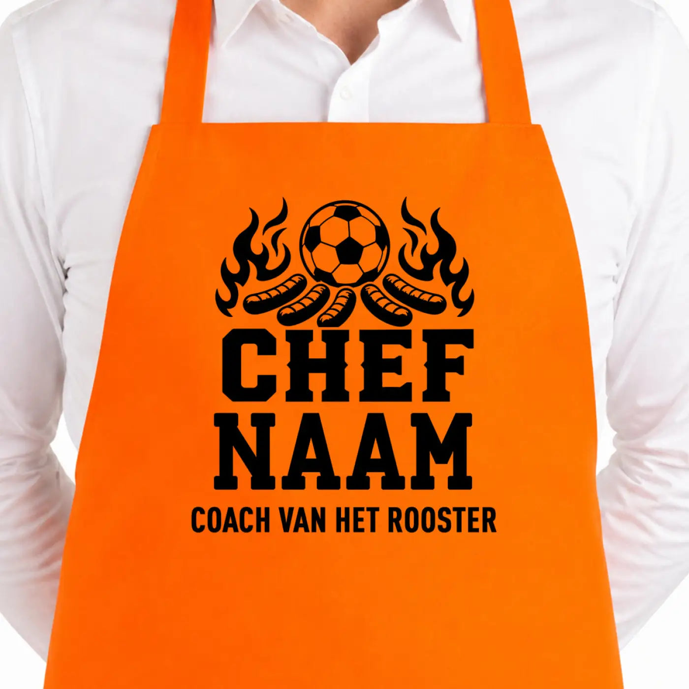 Keukenschort Coach van het rooster - Oranje WK Voetbal - Schort met naam