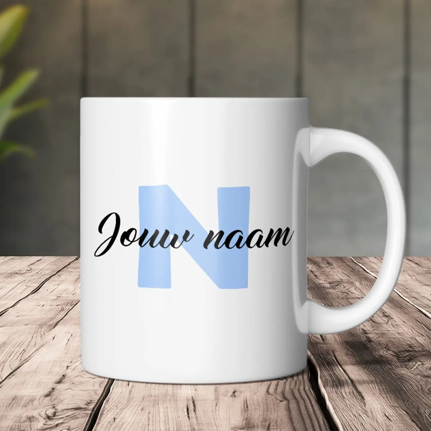 Naam Mok met Letter en Naam - 350ml - Blauw