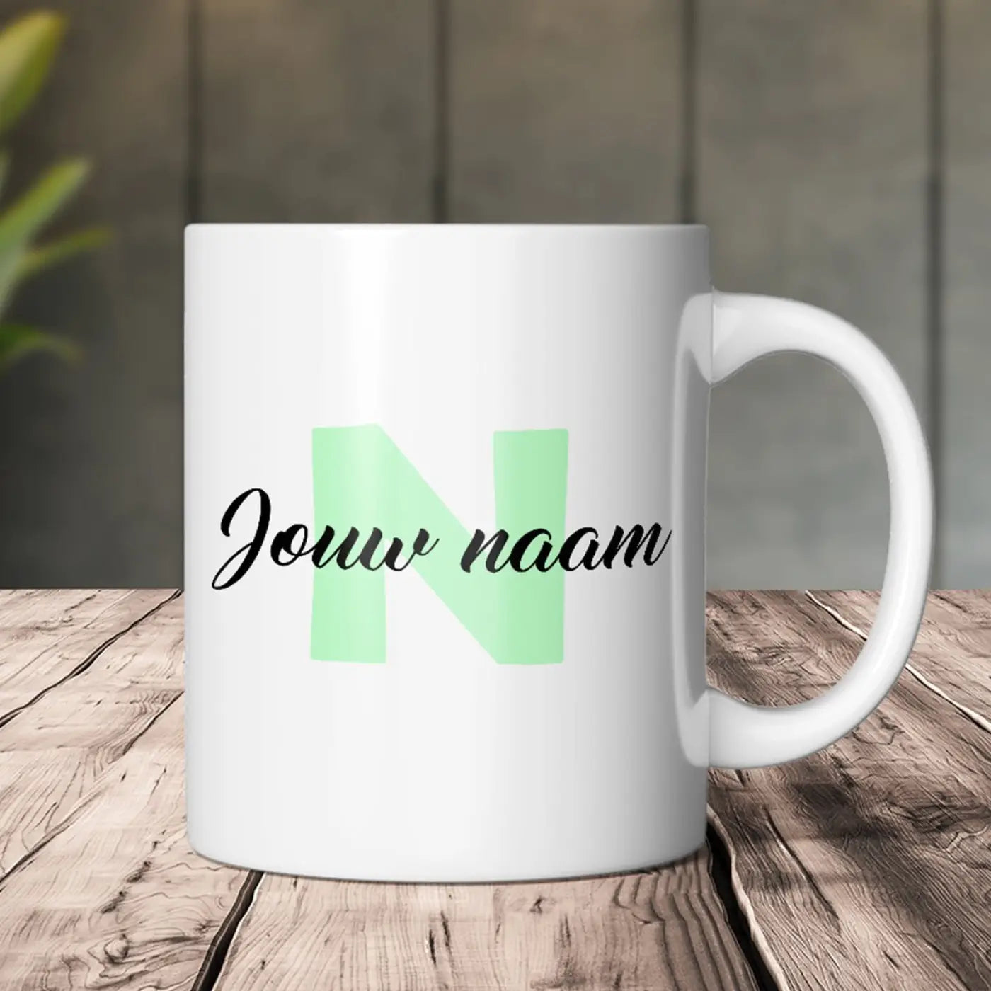 Naam Mok met Letter en Naam - 350ml - Groen