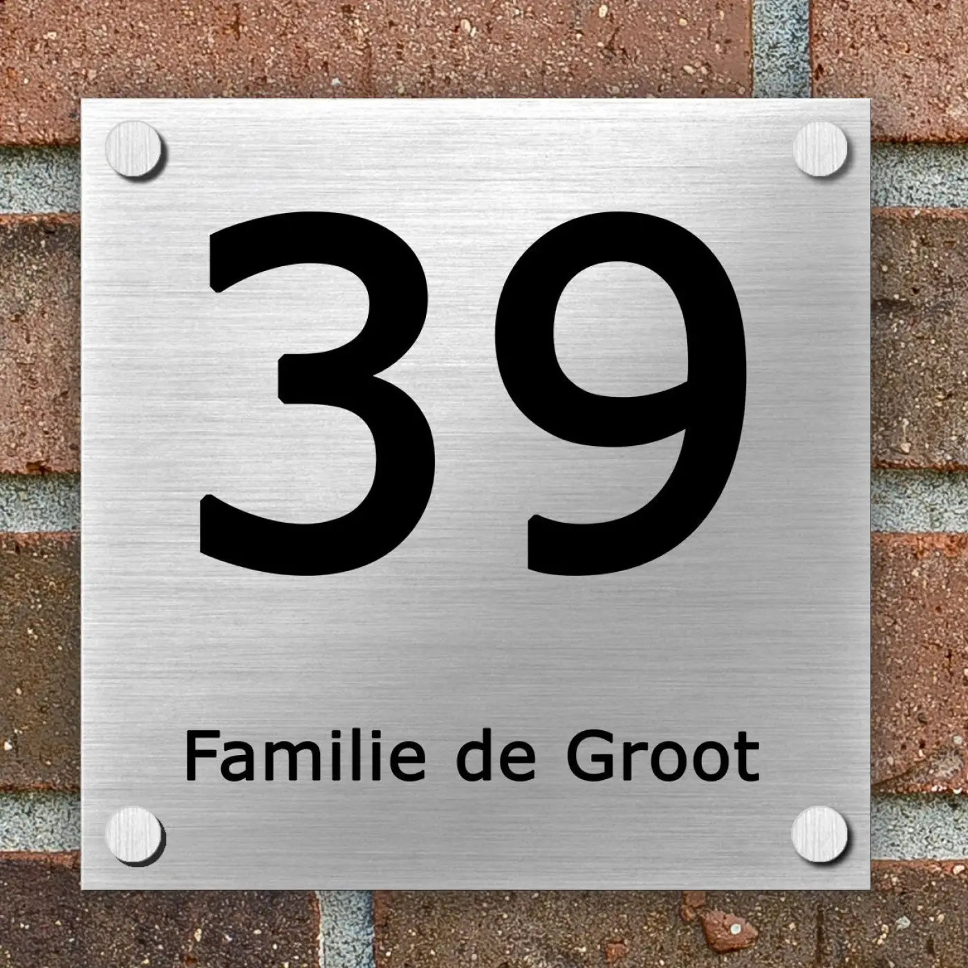 Naambordje Voordeur | Dibond Brushed Aluminium | 15x15 cm - Naambordjes huisnummer