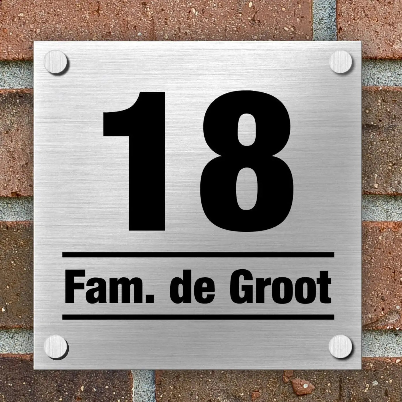 Naambordje Voordeur | Dibond Brushed Aluminium | 15x15 cm - Naambordjes huisnummer