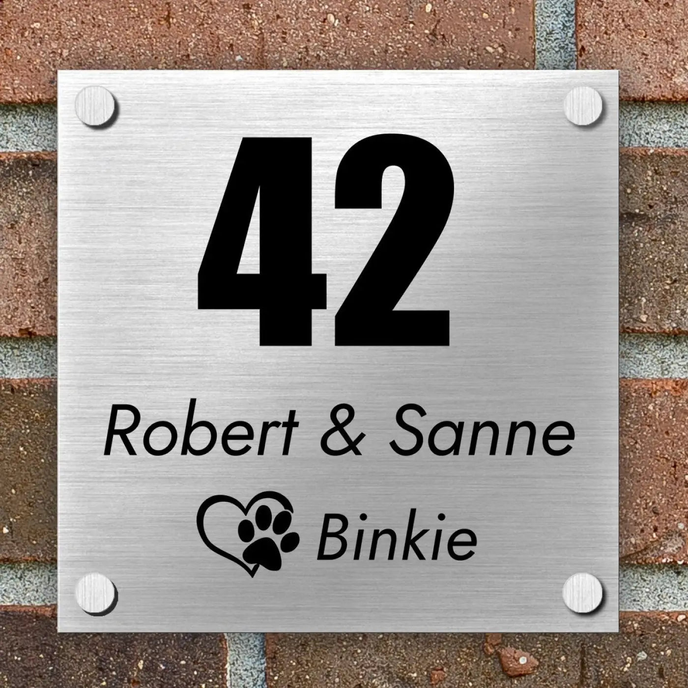 Naambordje Voordeur | Dibond Brushed Aluminium | 15x15 cm - Naambordjes huisnummer