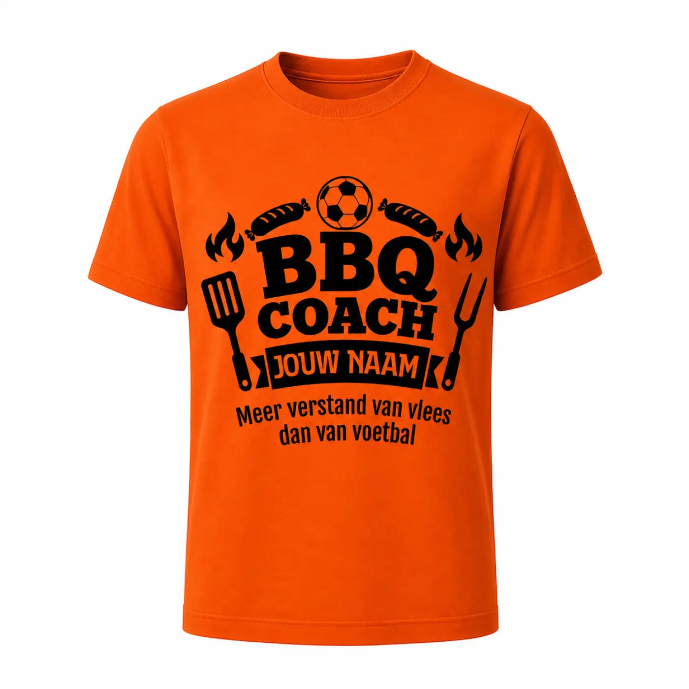 Oranje Voetbalshirt BBQ Coach - WK Voetbal - Gepersonaliseerd met naam