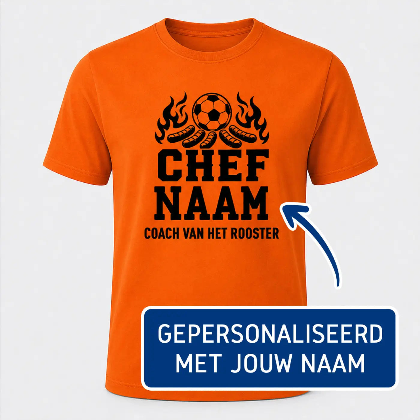Oranje Voetbalshirt Coach van het rooster - WK Voetbal - Gepersonaliseerd met naam