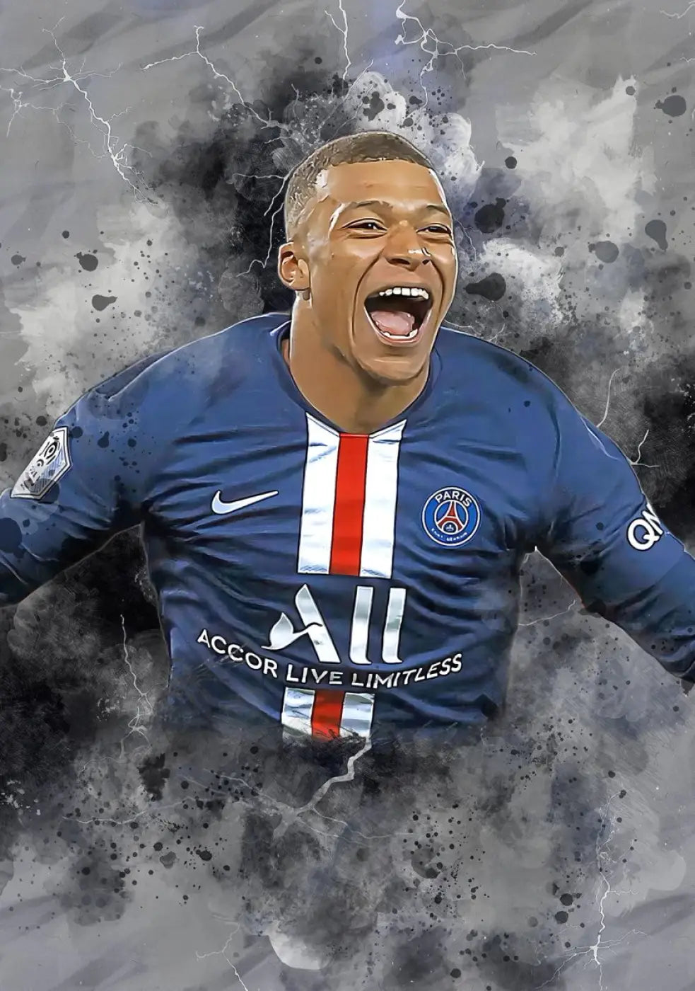 Poster Kylian Mbappé PSG - Paris Saint German - Kleurmedia Kopie van Poster PSG Messi , Neymar en Mbappé Posters & schilderijen