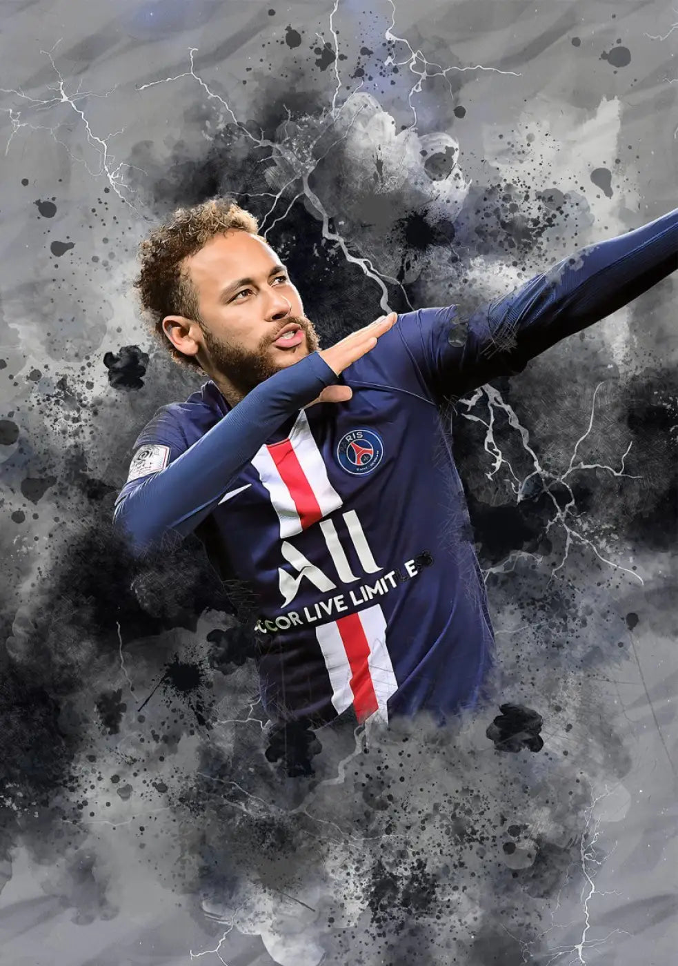Poster Neymar PSG - Paris Saint German - Voetbal Poster - Koning Spandoek Poster Neymar PSG - Paris Saint German