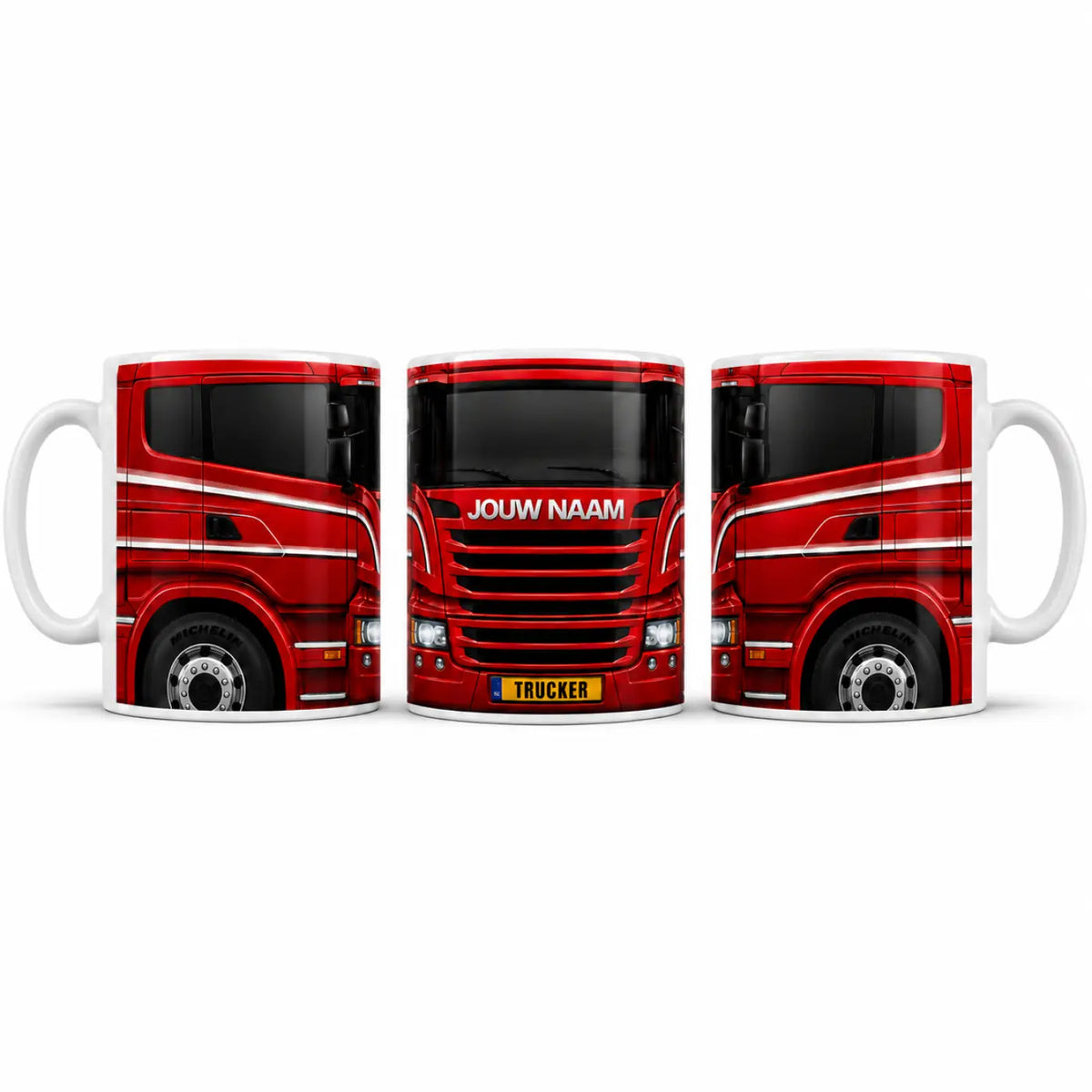 Truckersmok - Rood - Gepersonaliseerd met eigen naam en kenteken - vrachtwagen mokken