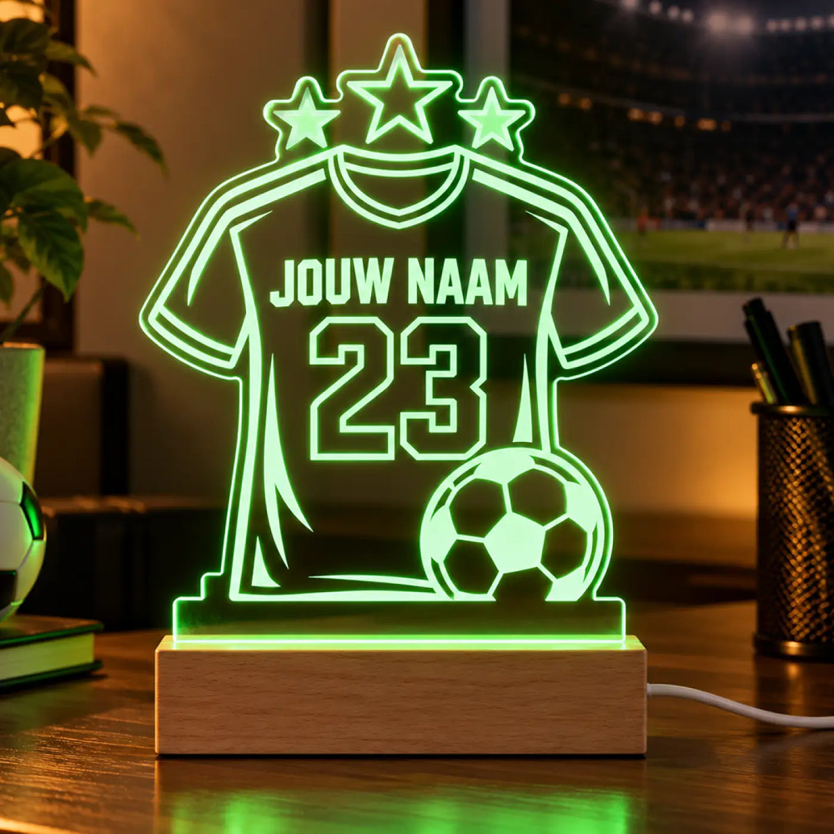 Voetbal LED Lamp met Naam - Shirt met sterren