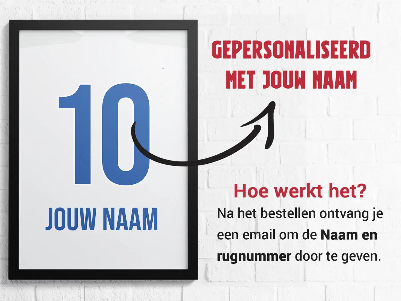 Zwolle 3-delige posterset met zwart frame en een blauwe nummer 10 en rode dutch promotietekst naast de poster